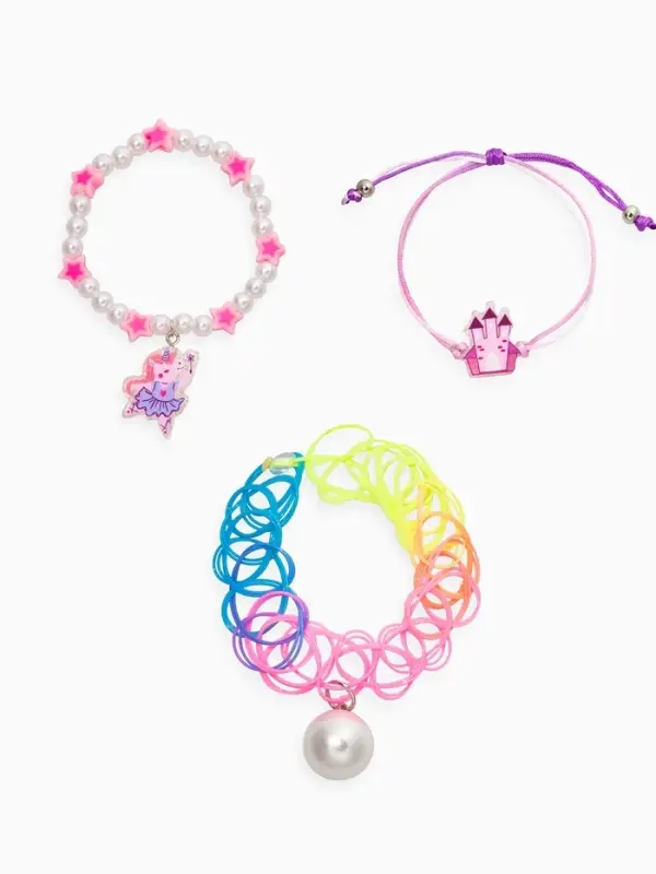 Браслет детский набор 3 шт. "Выбражулька" замок, силиконовый, разноцветный