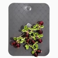 Брошь "Куст Вишни", цвет бордово-зелёный в золоте