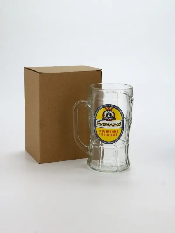Кружка пивная стеклянная &laquo;Настоящий мужчина&raquo;, 500 мл