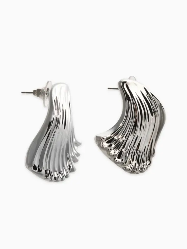Серьги пластик "Волна", цвет серебро