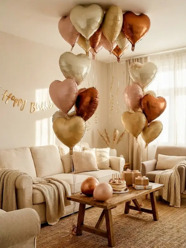 Воздушные шары фольгированные 17" "Сердце" цвет молочный сатин, набор 5 штук