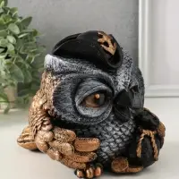 Копилка "Сова в треуголке" 18х17 см, бронза с серебром