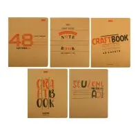 Тетрадь 48 листов, в клетку, "КРАФТ", обложка крафт-картон, блок офсет 65г/м&sup2;, МИКС