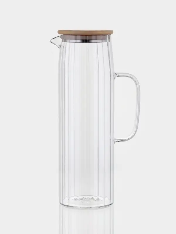 Кувшин "Эко.Дольки" 1500 мл, 9&times;14&times;28 см, с бамбуковой крышкой