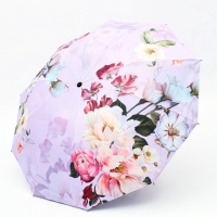 Зонт механический &laquo;Пионы&raquo;, эпонж, 4 сложения, 10 спиц, R = 53/60 см, D = 120 см, цвет МИКС