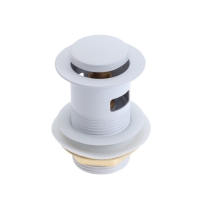 Донный клапан ZEIN engr, маленькая кнопка, с переливом, нержавеющая сталь, белый