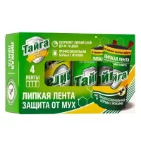 Тайга липкая лента защита от мух в коробочке 4 ед.