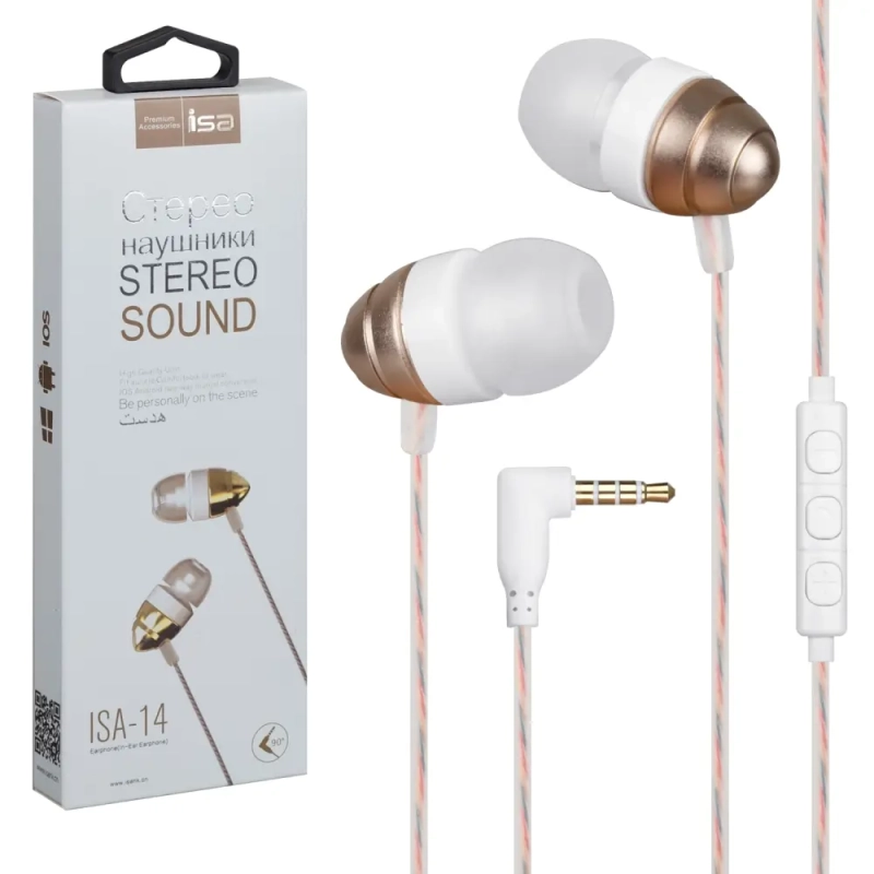 Наушники ISA-14 Кнопка ответа + микрофон ISA