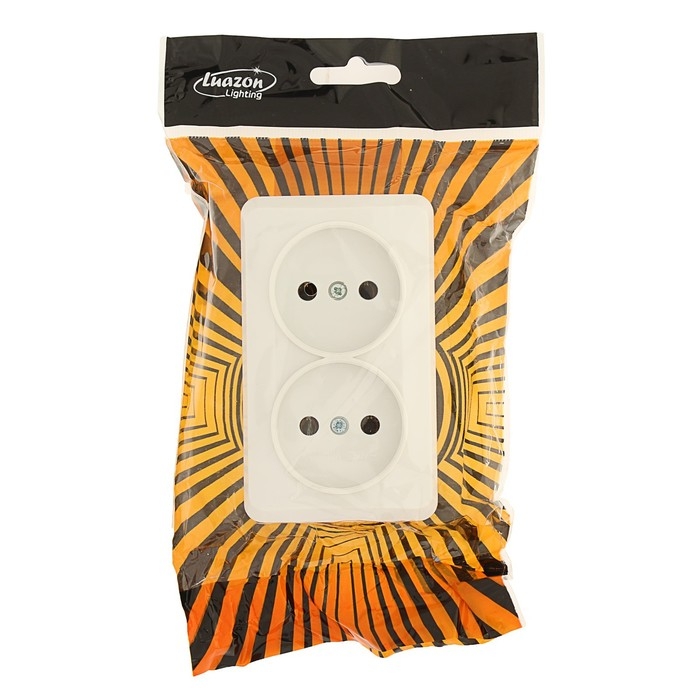 Розетка двухместная Luazon Lighting "СПБ", 10 А, без з/к, белая
