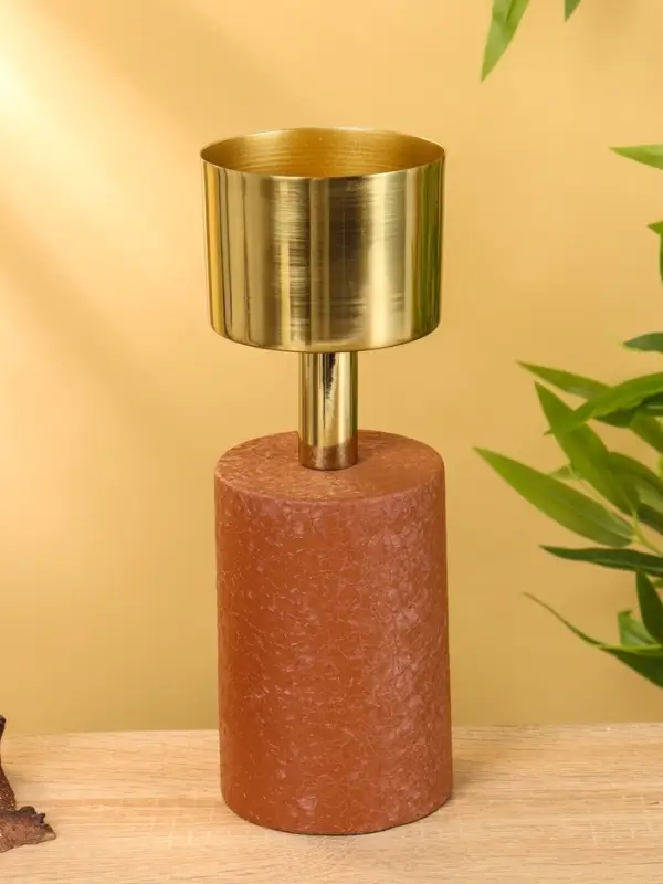 Подсвечник на 1 свечу "Кубок" бисквитный с золотом 10х10х28,5 см