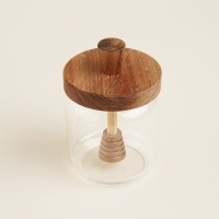 Баночка для меда с крышкой и ложкой из акации SL Home "Южная акация" 450 мл, 9х13,5 см