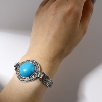 Браслет ассорти &laquo;Бирюзовый мир&raquo; круг, цвет голубой в серебре, L=19 см