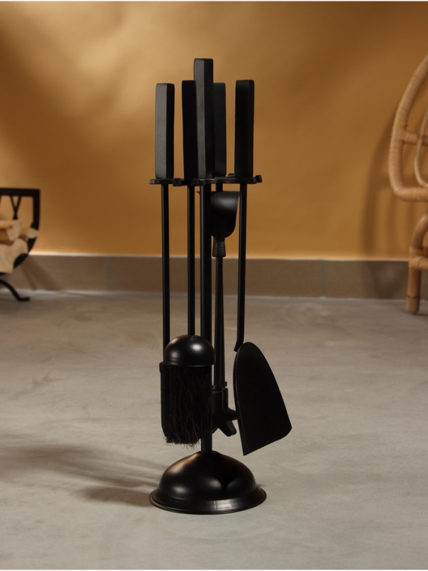 Каминный набор "Пламя" сталь, 4 предмета, 13х13х48 см