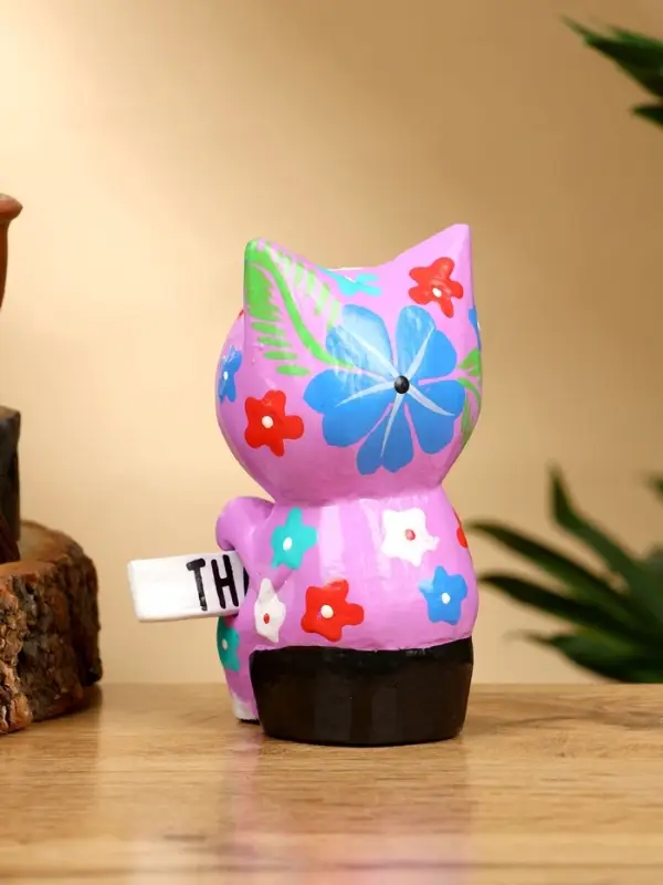 Сувенир "Кот с табличкой WELCOME" дерево 8х5х10 см, цв. сиреневый