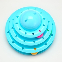 Игровой комплекс "Пижон" для кошек с 3 шариками, 24,5 х 24,5 х 13 см, голубой