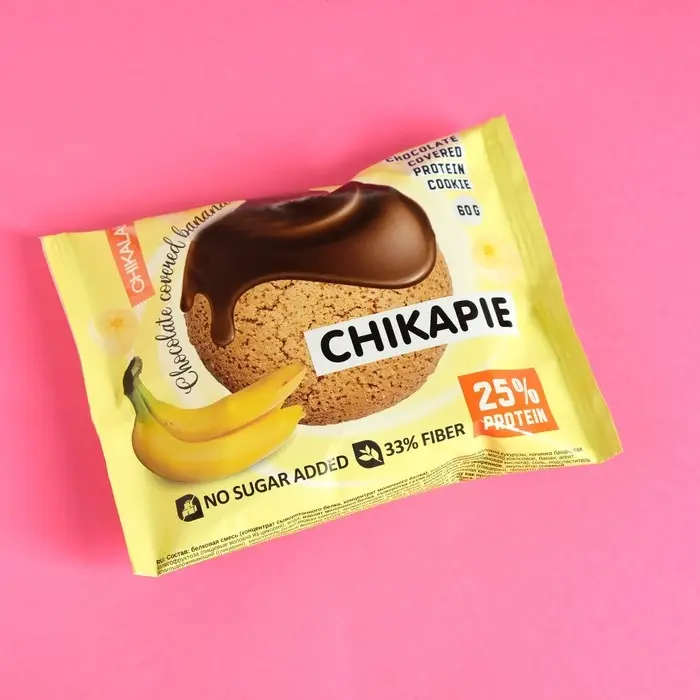 Печенье с начинкой CHIKALAB Банан в шоколаде, спортивное питание, 60 г