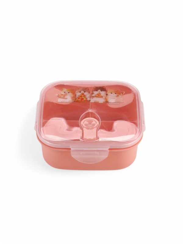 Ланч-бокс с клапаном, 3 секции, "Котята", 14 х 14 х 5 см