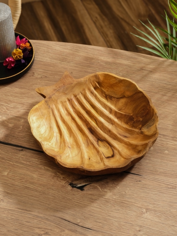 Тарелка "Морская раковина" дерево Джати, 25х25х5 см, цв. коричневый