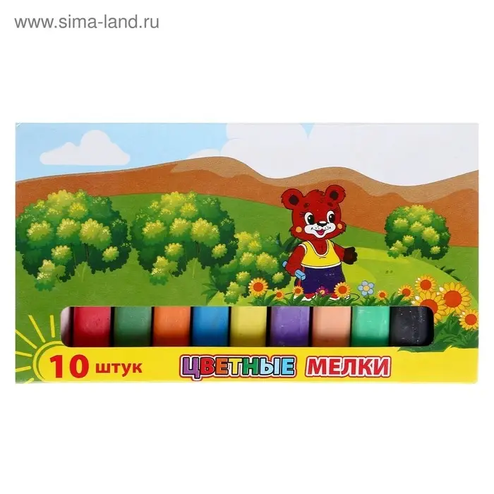 Мелки цветные &laquo;АЛГЕМ&raquo;, в наборе 10 штук, квадратные