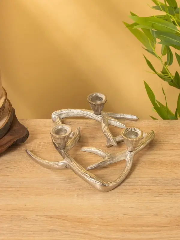 Подсвечник на 3 свечи "Рога" алюминий 23,5х23х6,5 см