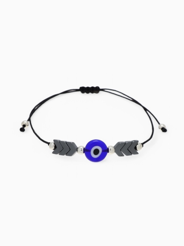 Браслет-оберег &laquo;Глазик&raquo; на нити, гематит, цвет чёрный в серебре