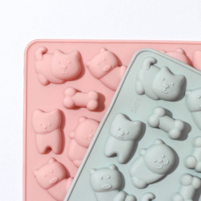 Форма для мармелада Доляна &laquo;Домашние питомцы&raquo;, силикон, 19,5&times;12,5&times;1 см, 34 ячейки, цвет МИКС