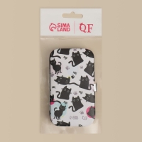 Набор маникюрный &laquo;Мур-мяу&raquo;, 7 предметов, в футляре, цвет чёрный/белый