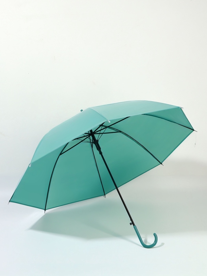 Зонт-трость п/авт R45/53 8сп ПВХ ГЛЯНЕЦ ручка-крюк МИКС