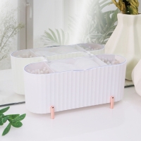 Органайзер для хранения, с крышкой, 3 секции, 21 &times; 8 &times; 9 см, цвет белый/розовое-золото