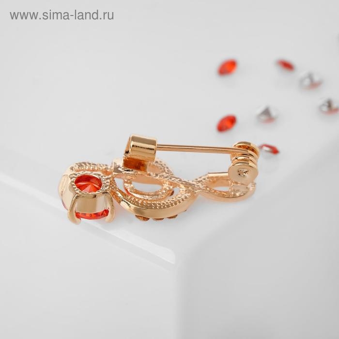 Брошь &laquo;Скрипичный ключ&raquo; мини, вдохновение, цвет бело-красный в золоте