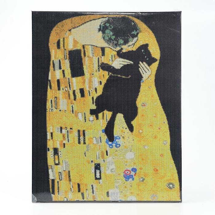 Алмазная мозаика с полным заполнением на холсте с подрамником &laquo;Поцелуй с котом&raquo;, 40 х 50 см