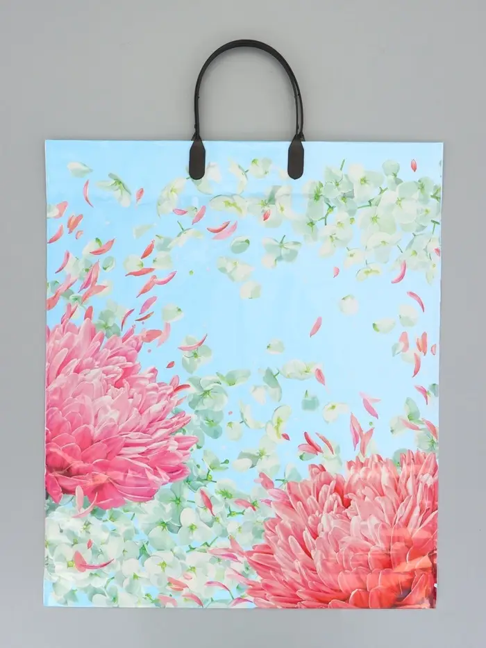 Пакет "Цветущий сад", полиэтиленовый с пластиковой ручкой, 38 х 45 + 3 см, 90 мкм