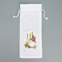 Мешок с термонаклейкой под бутылку &laquo;Шампанское&raquo;, 13 х 31 см +/- 1.5 см, Новый год