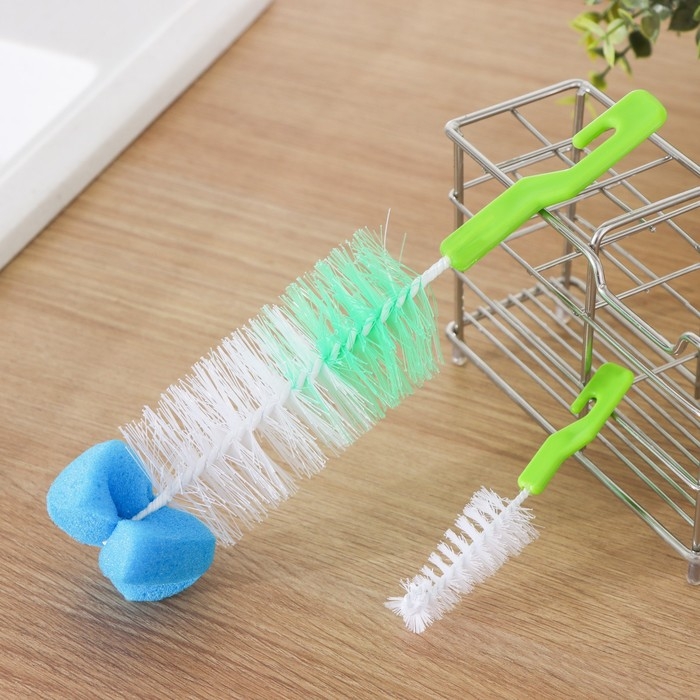 Набор ёршиков для посуды Доляна, 2 шт: 25&times;6 см, 12&times;2 см, цвет МИКС