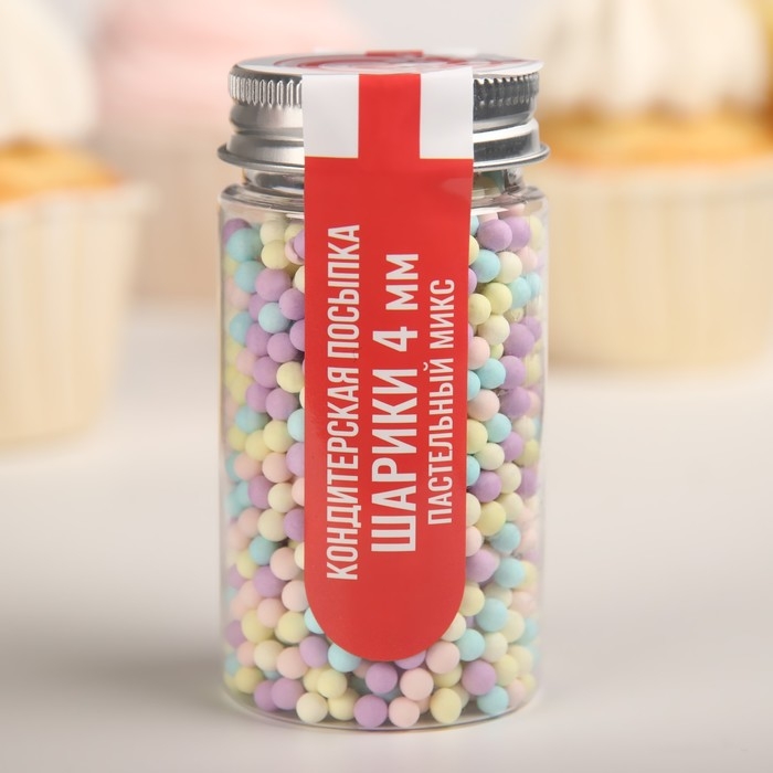 Кондитерская посыпка "Шарики, пастельный микс", 4 мм, 50 г