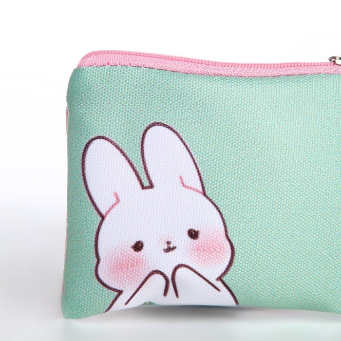 Кошелек детский текстильный "Зайчик", 11х9х0,5 см, цвет мятный