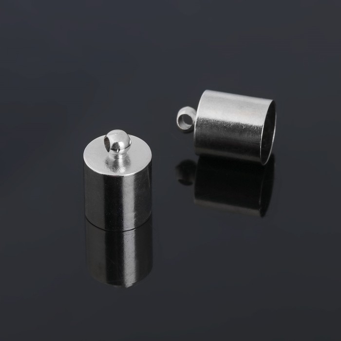 Концевик-шапочка, СМ-165, (набор 5шт), 1,2&times;0,8см, d(вн.)=0,7см, цвет серебро