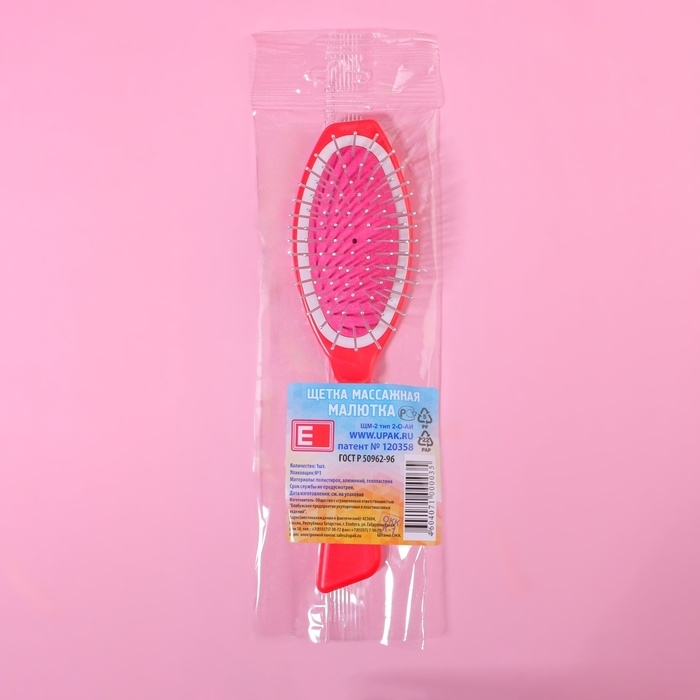 Расчёска массажная, 20 &times; 5 см, цвет МИКС