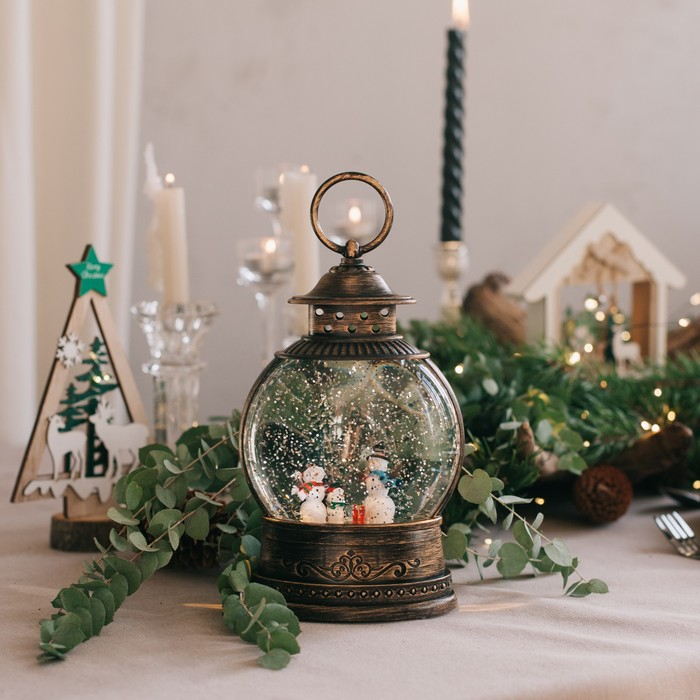 Светодиодная фигура &laquo;Семья снеговиков&raquo; 12.5 &times; 20 &times; 12.5 см, пластик, батарейки АААх3 (не в комплекте), свечение тёплое белое