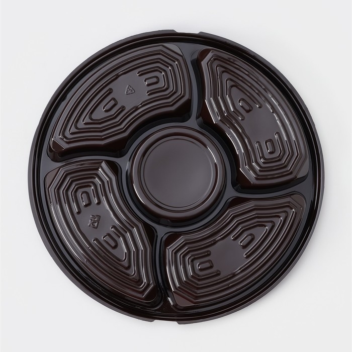 Менажница пластиковая одноразовая, d=26&times;4,2 см, 5 секций, дно, круглая, цвет коричневый