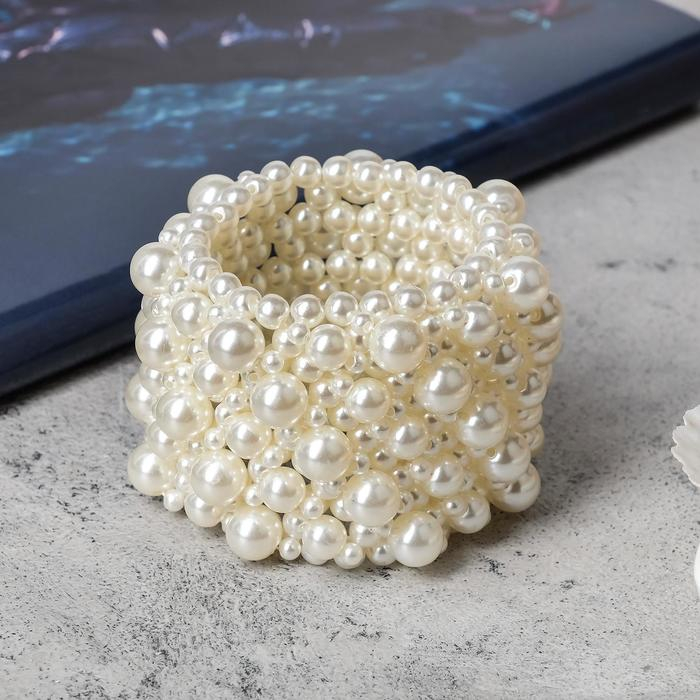 Браслет жемчуг &laquo;Зима&raquo; сплошной узор, цвет молочный, d=5 см