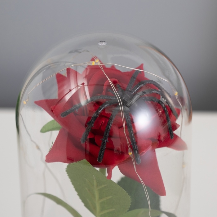 Светильник колба &laquo;Паук с розой&raquo; 1,5Вт, LED, 3xAAA, черный USB 11х11х21см