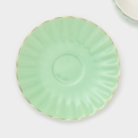 Сервиз фарфоровый чайный Доляна &laquo;Вивьен&raquo;, 12 предметов: 6 чашек 200 мл, 6 блюдец d=15 см, цвет зелёный