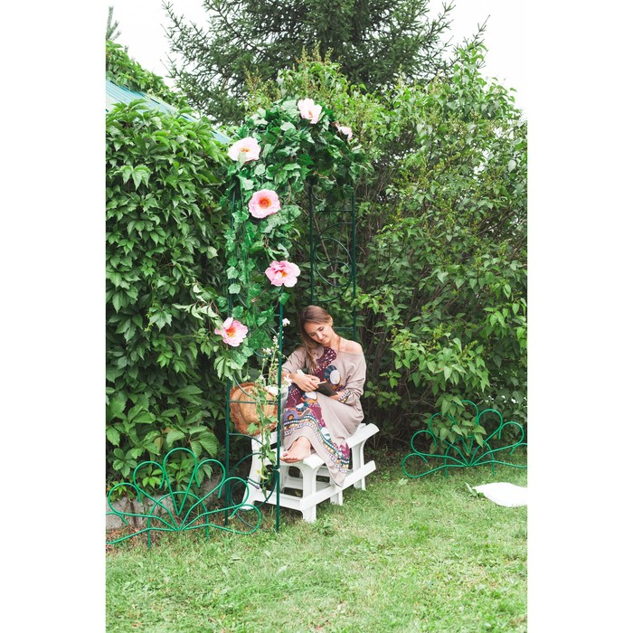 Арка садовая, разборная, 250 &times; 120 &times; 30 см, металл, зелёная, &laquo;Узор-1&raquo;