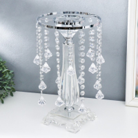 Подсвечник акрил на 1 свечу "Хрустальные капли" серебро 34х20х20 см