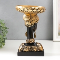 Сувенир полистоун подставка "Африканка в золотом уборе, с серьгами в ушах" 25х15х15 см