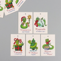 Новогодняя бирка картон "Озорства в Новом году!" Новогодний набор 10 шт (5 видов) 4х6 см