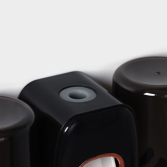 Держатель для зубных щёток с выдавливателем для зубной пасты, стакан 2 шт, 20&times;10,2&times;6,2 см, цвет чёрный