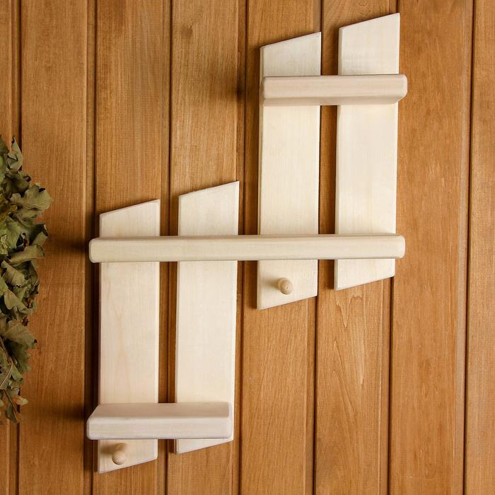 Полка "Ступенька" 2 крючка 10 &times; 46 &times; 64см, липа "Добропаровъ"