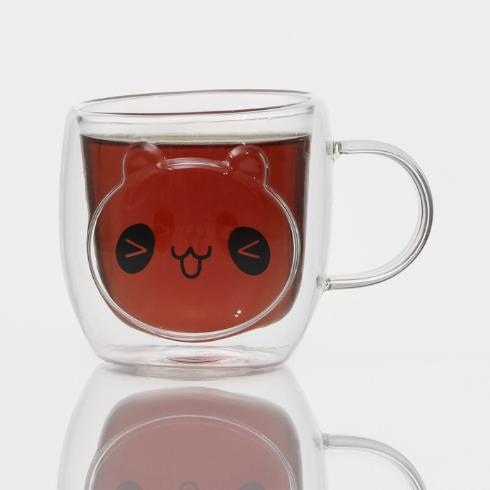 Кружка стеклянная с двойными стенками &laquo;Панда&raquo;, 300 мл